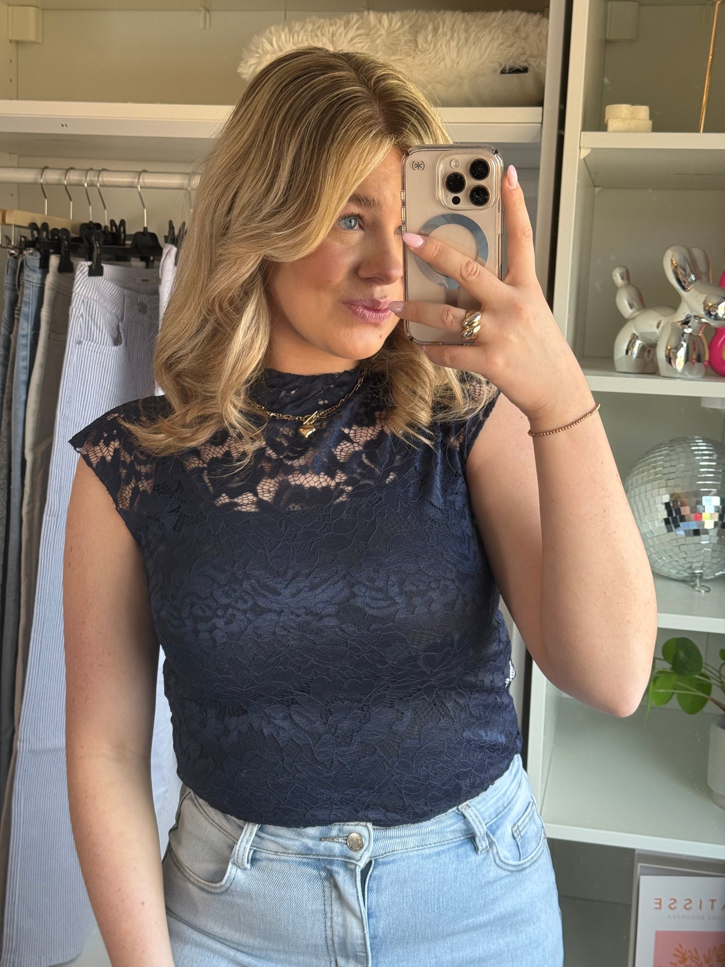 Kanten top Navy