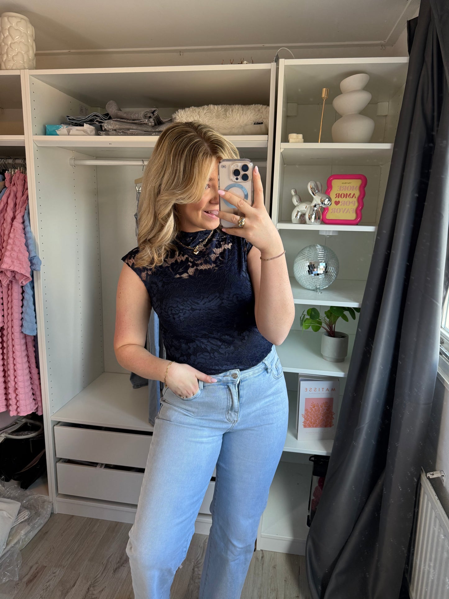 Kanten top Navy