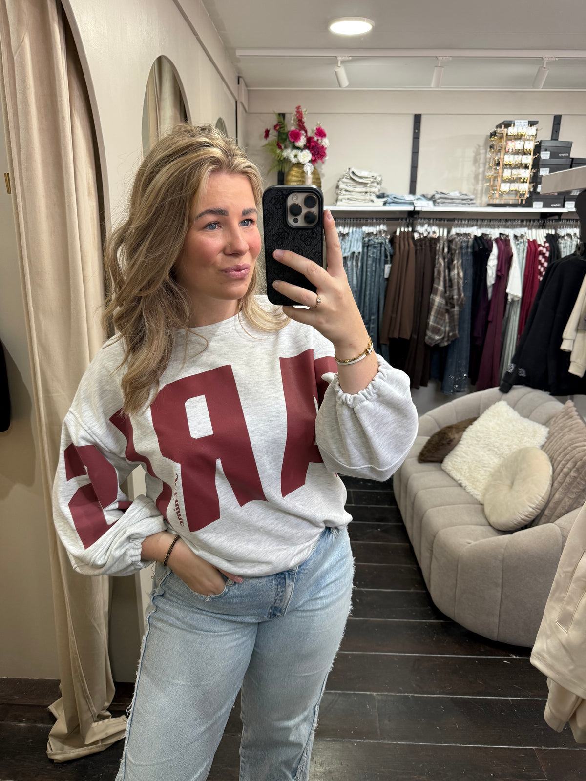 Paris sweater - Grijs/Bordeaux