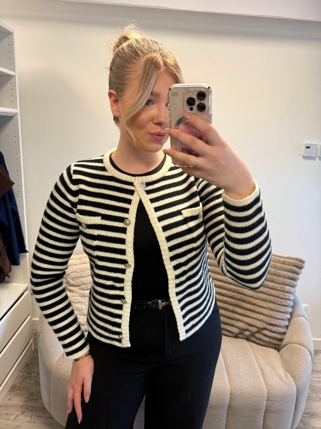 Gestreept vestje - Crème/Zwart