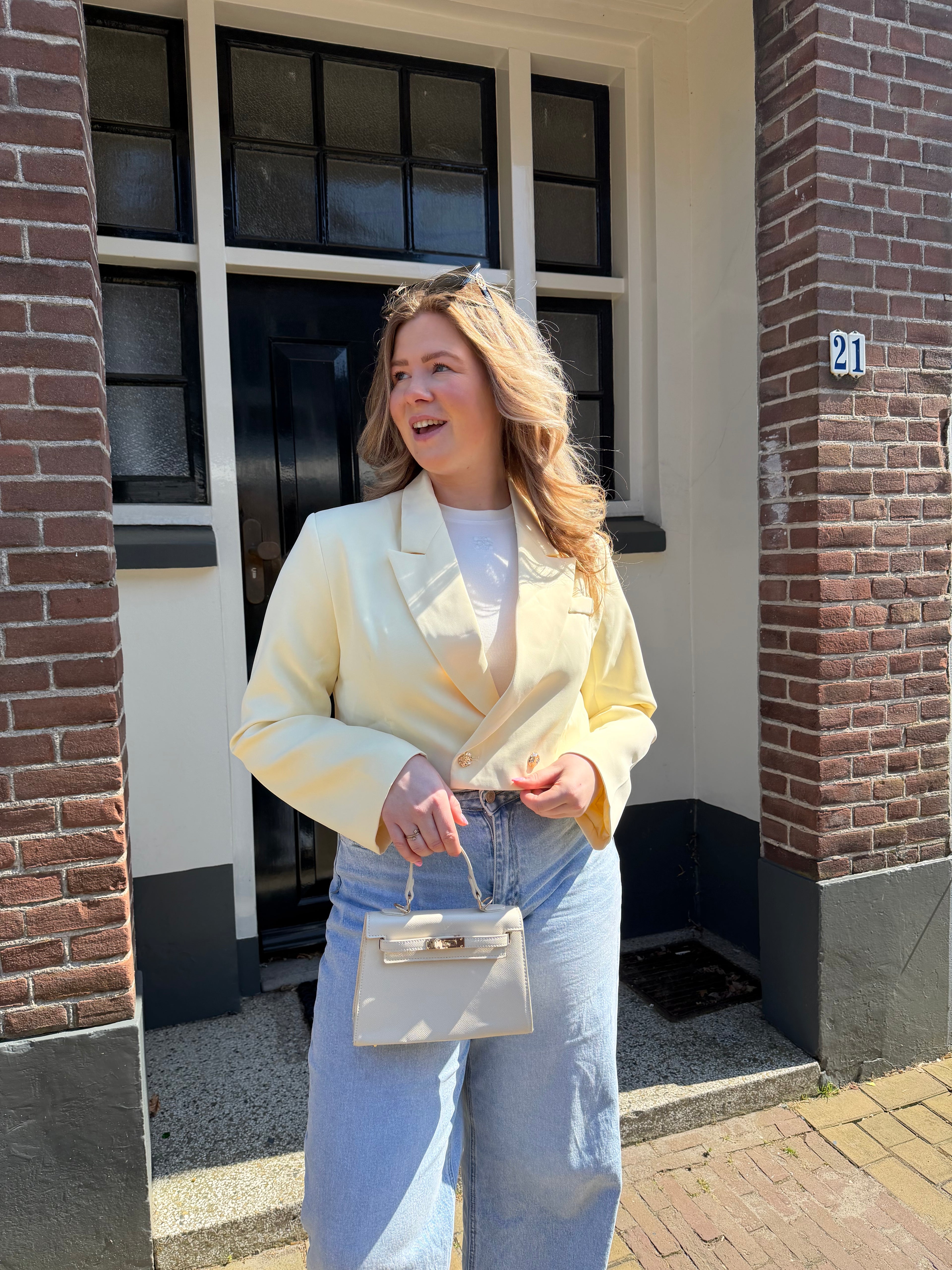 Cropped blazer - Geel