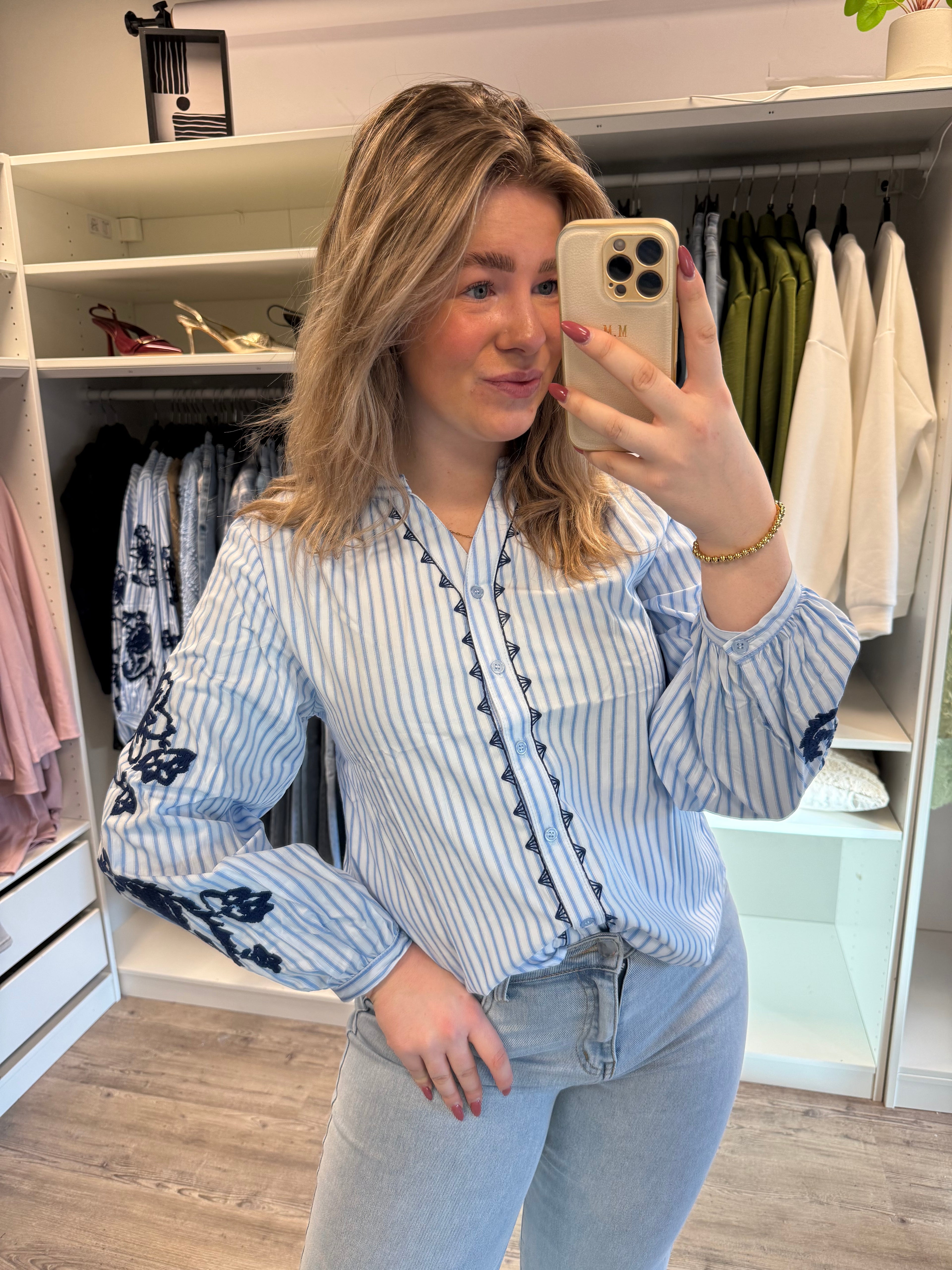 Gestreepte Blouse - Blauw