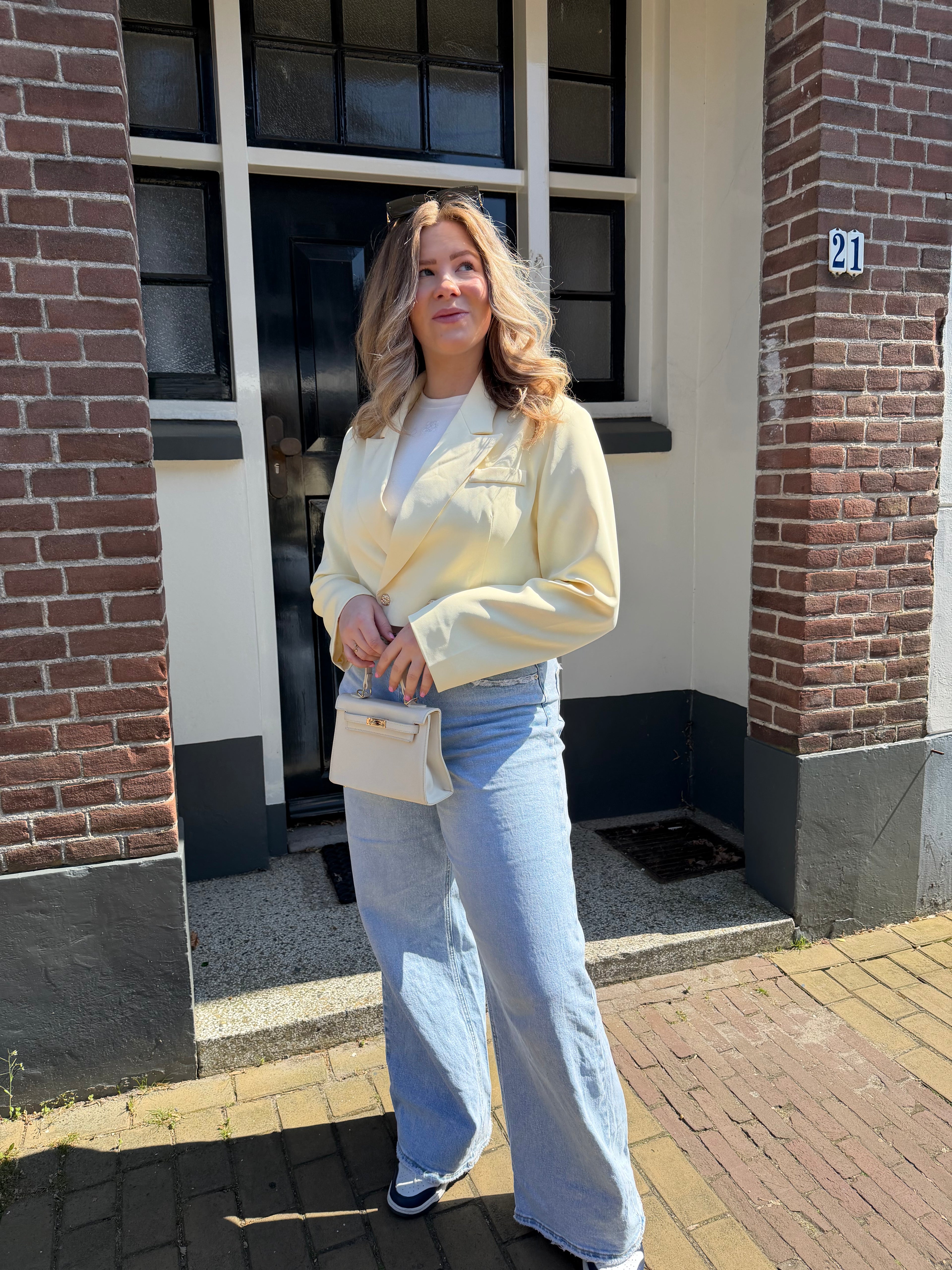 Cropped blazer - Geel