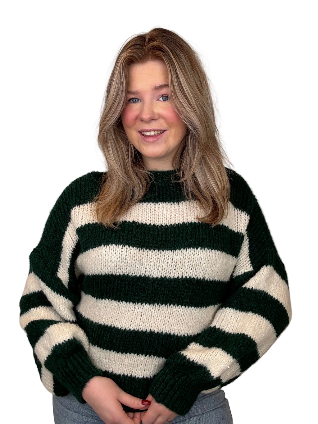 Gestreepte Trui - Groen/Creme