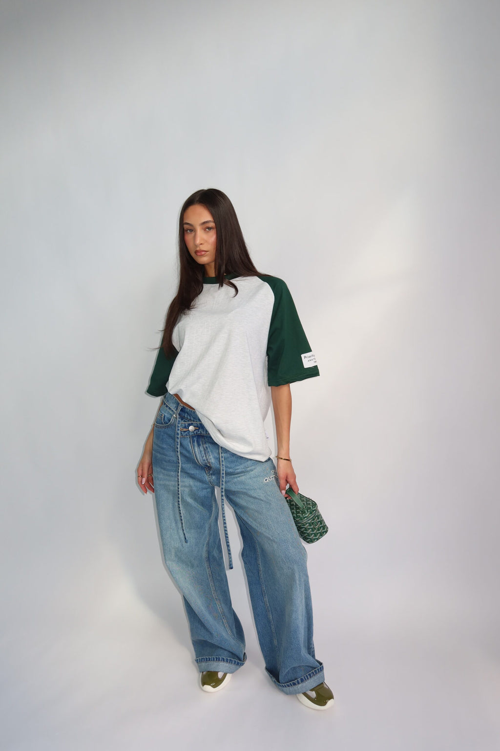 Priority Vintage trend tee- Groen