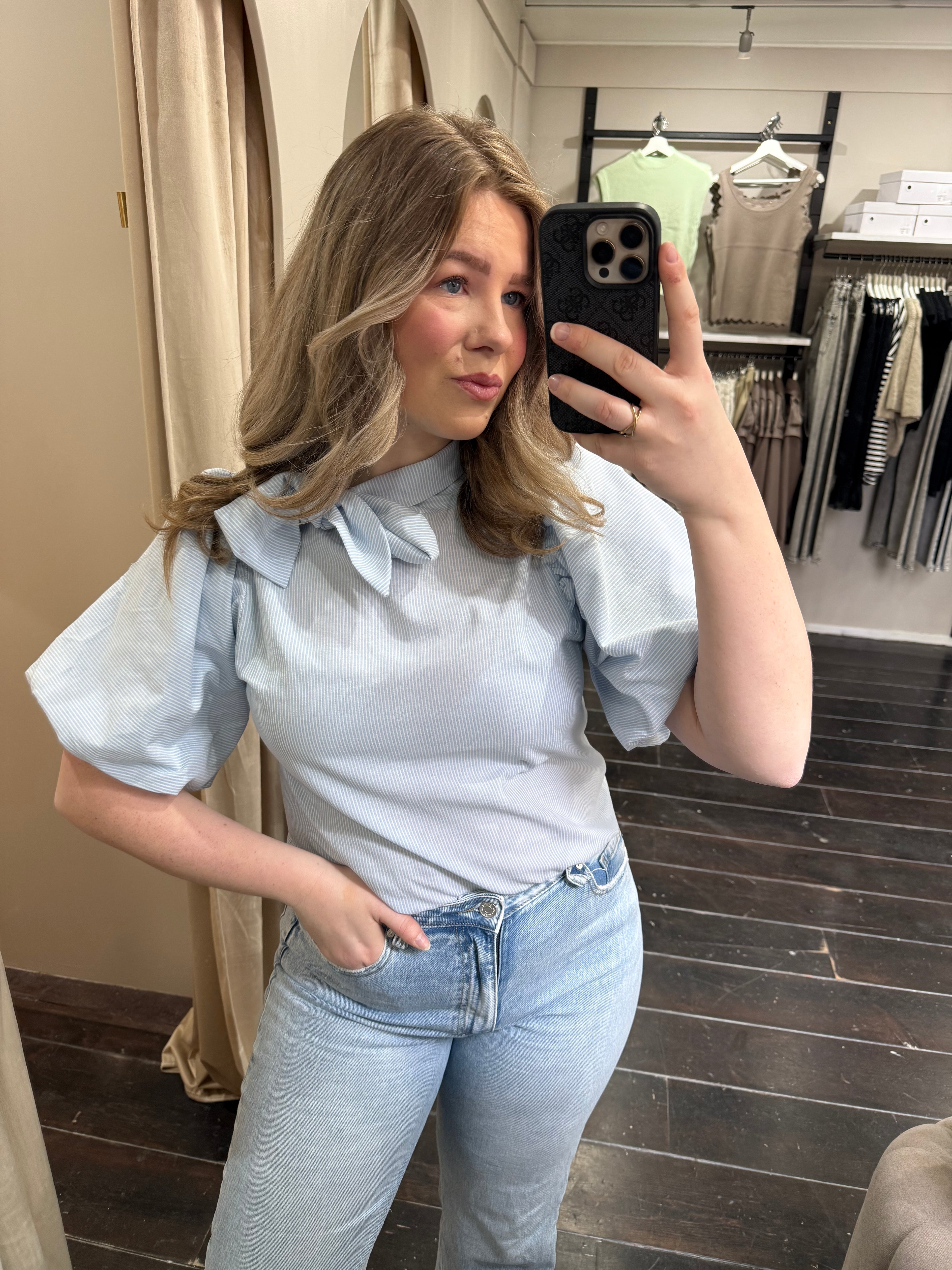 Blouse pofmouw - Blauw