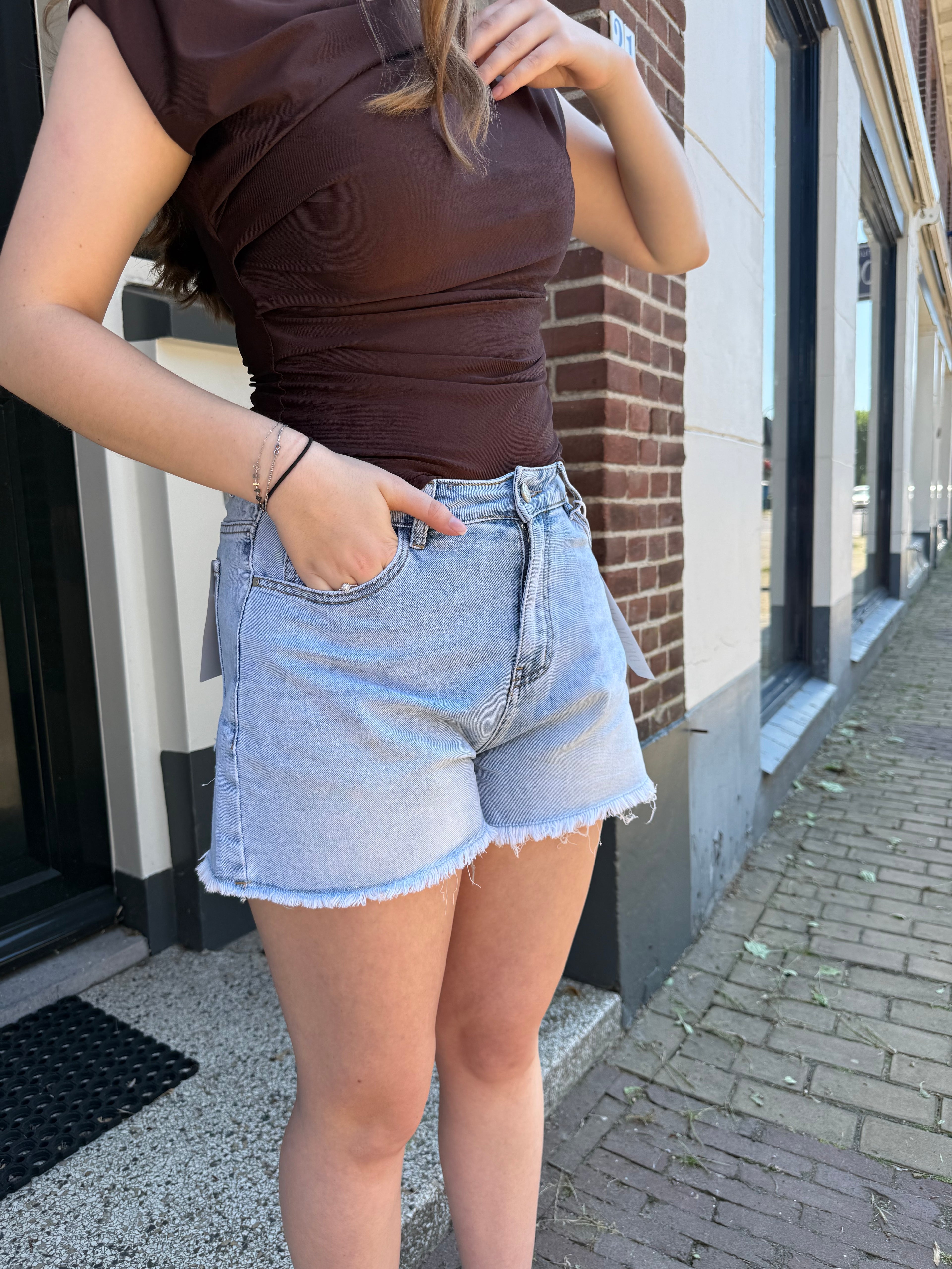 Blauwe Jeans Short - Glitter zak