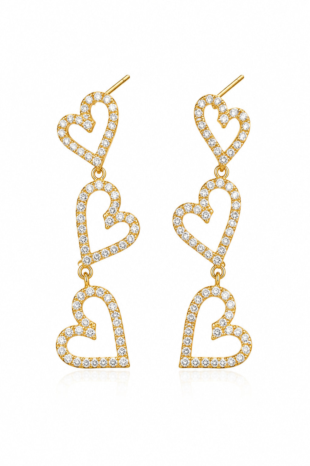 oorbel DAY & EVE  goud glitter hartjes