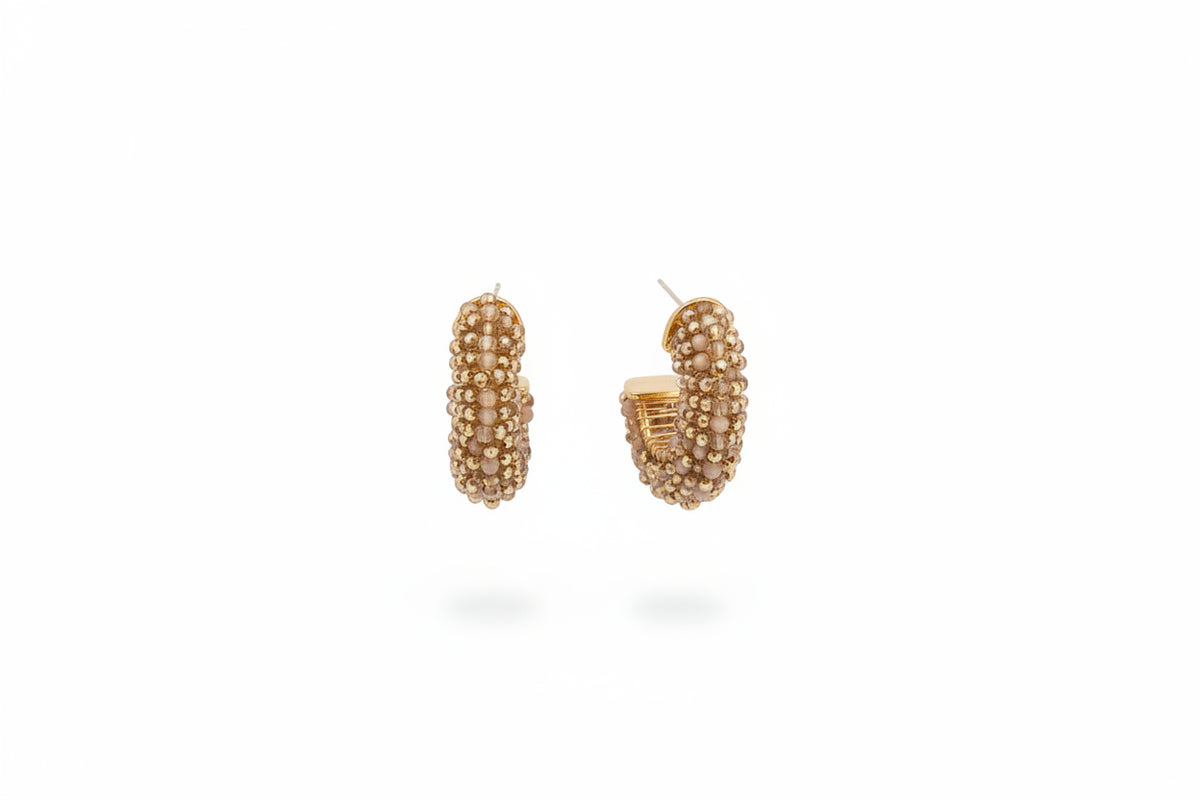 DAY & EVE - oorbellen kralen hoops beige