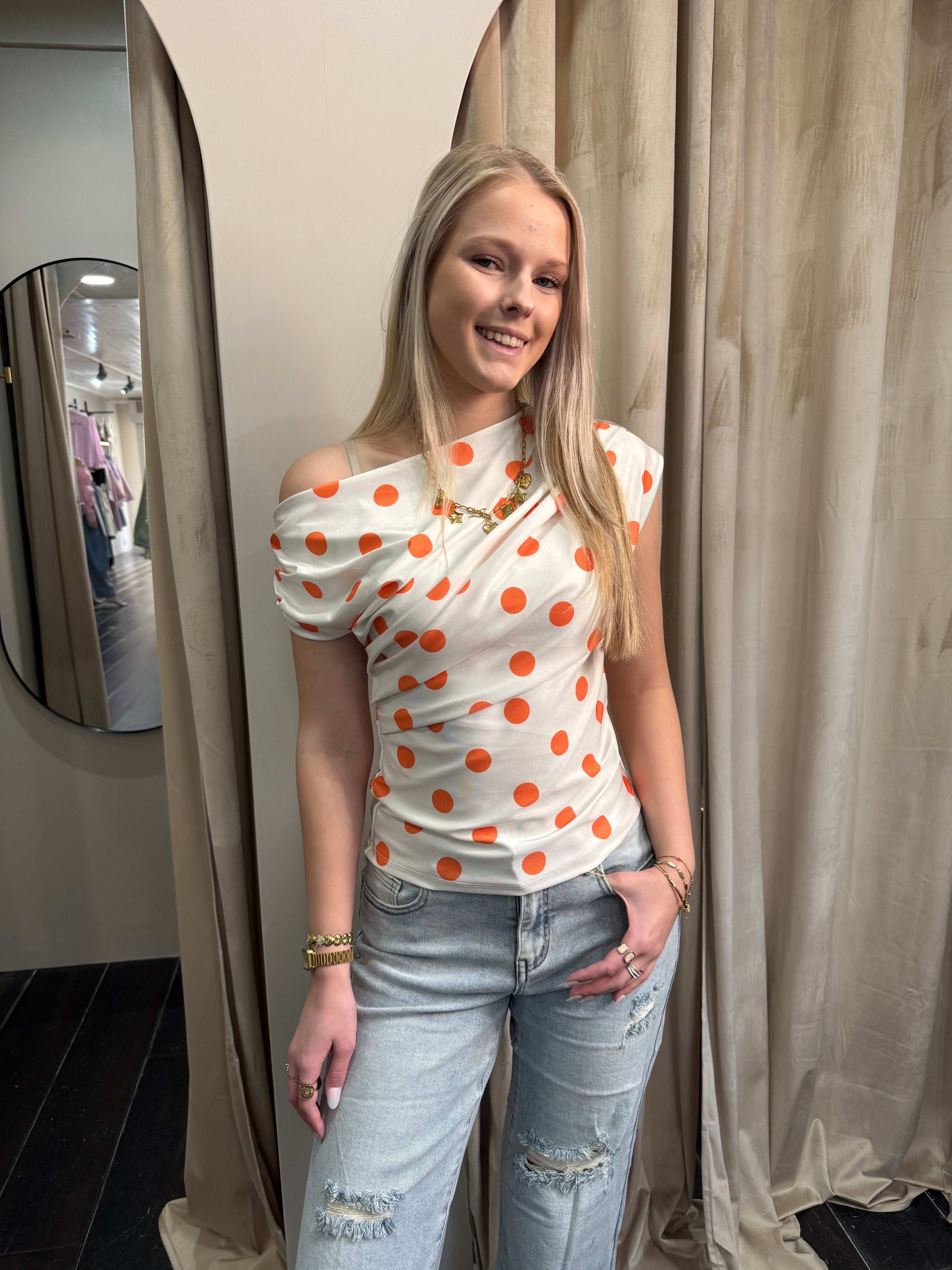 Stippen top - Oranje