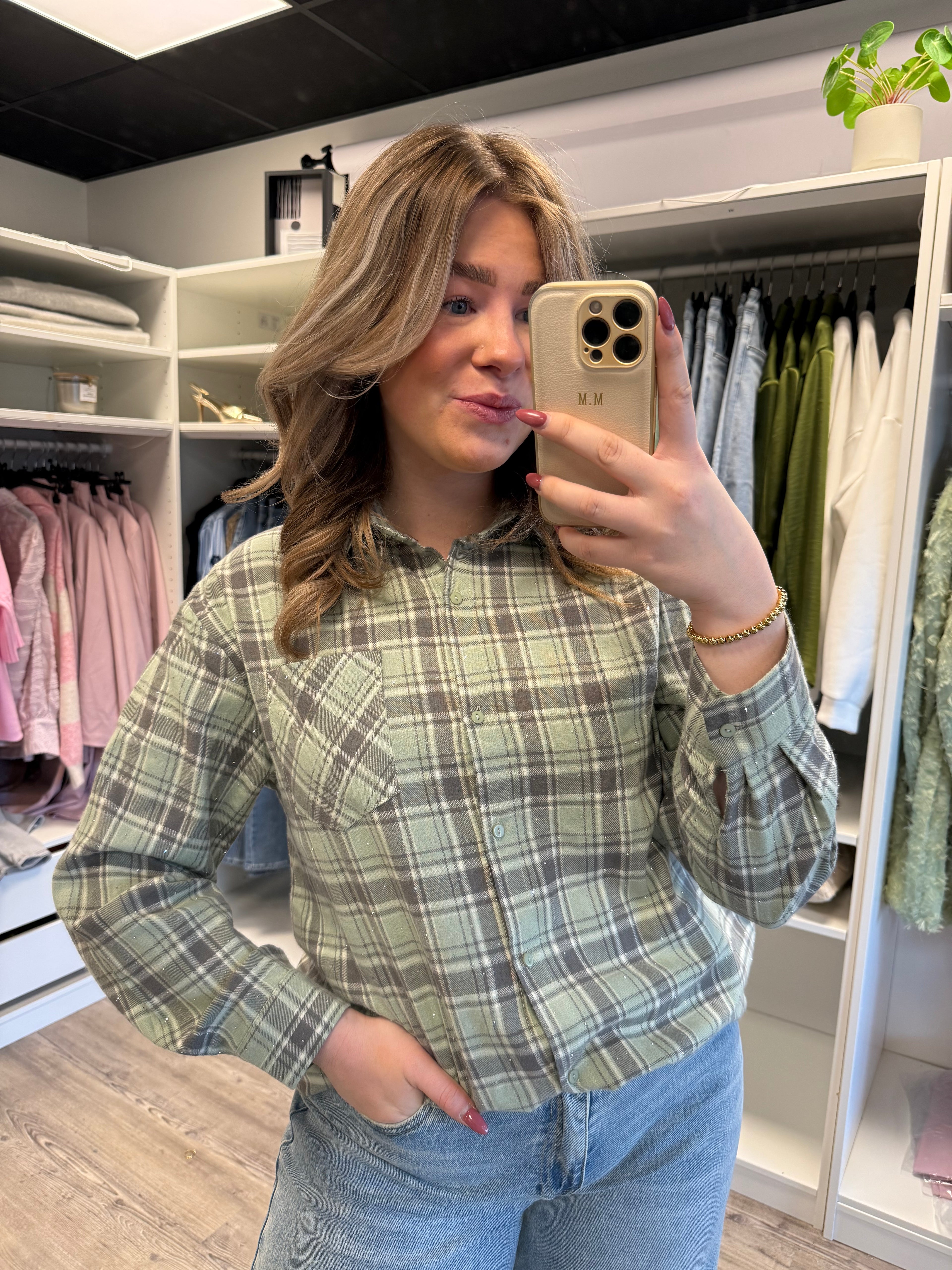 Diamond Blouse - Groen/Grijs