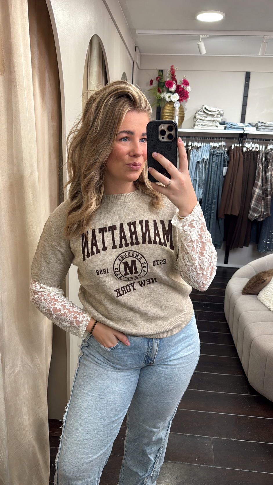 Manhattan top (incl kanten mouwtje)