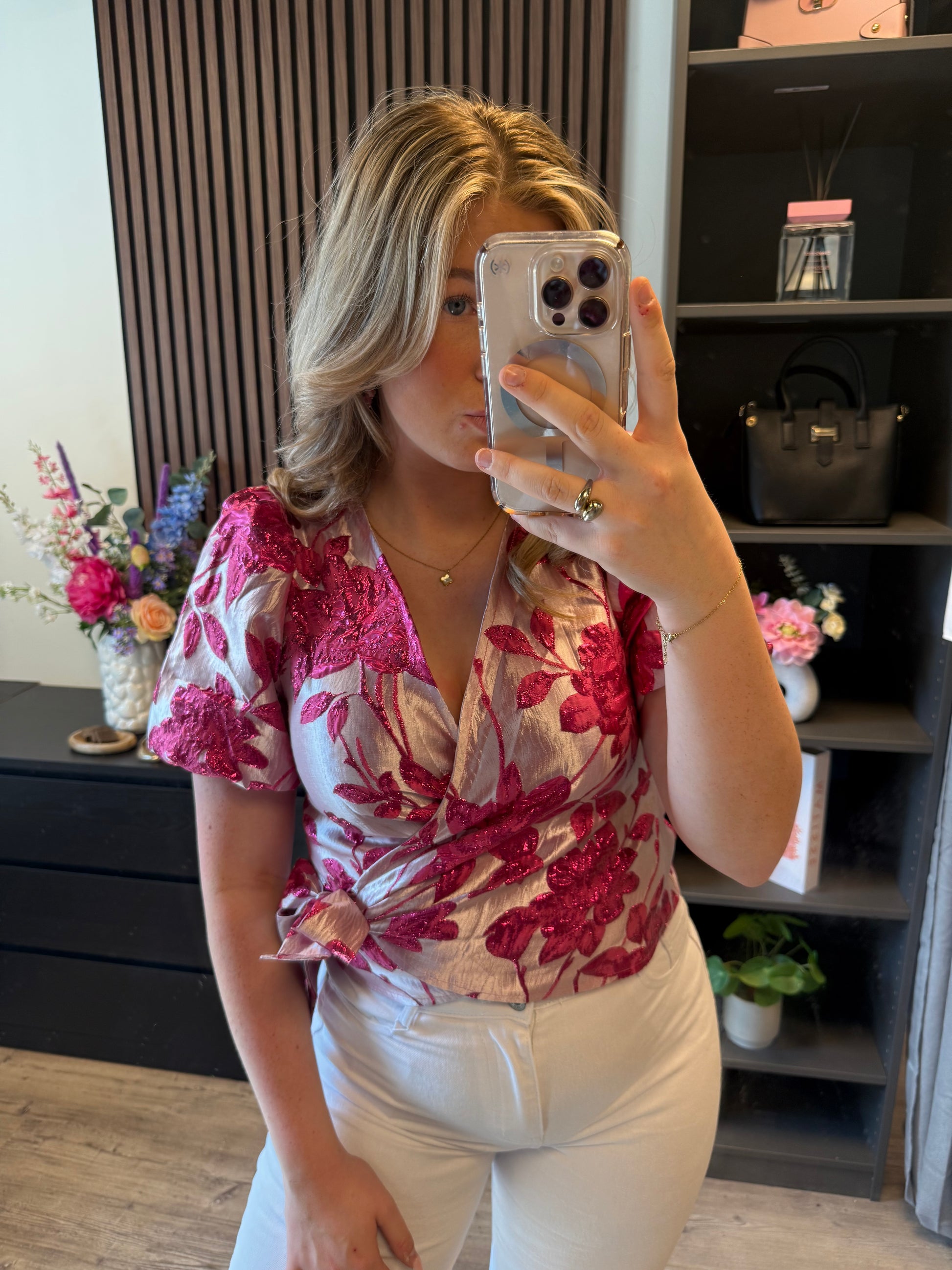 Flower top - Roze
