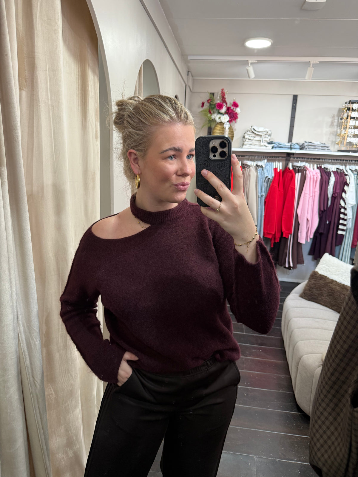 One shoulder knit - Bordeaux