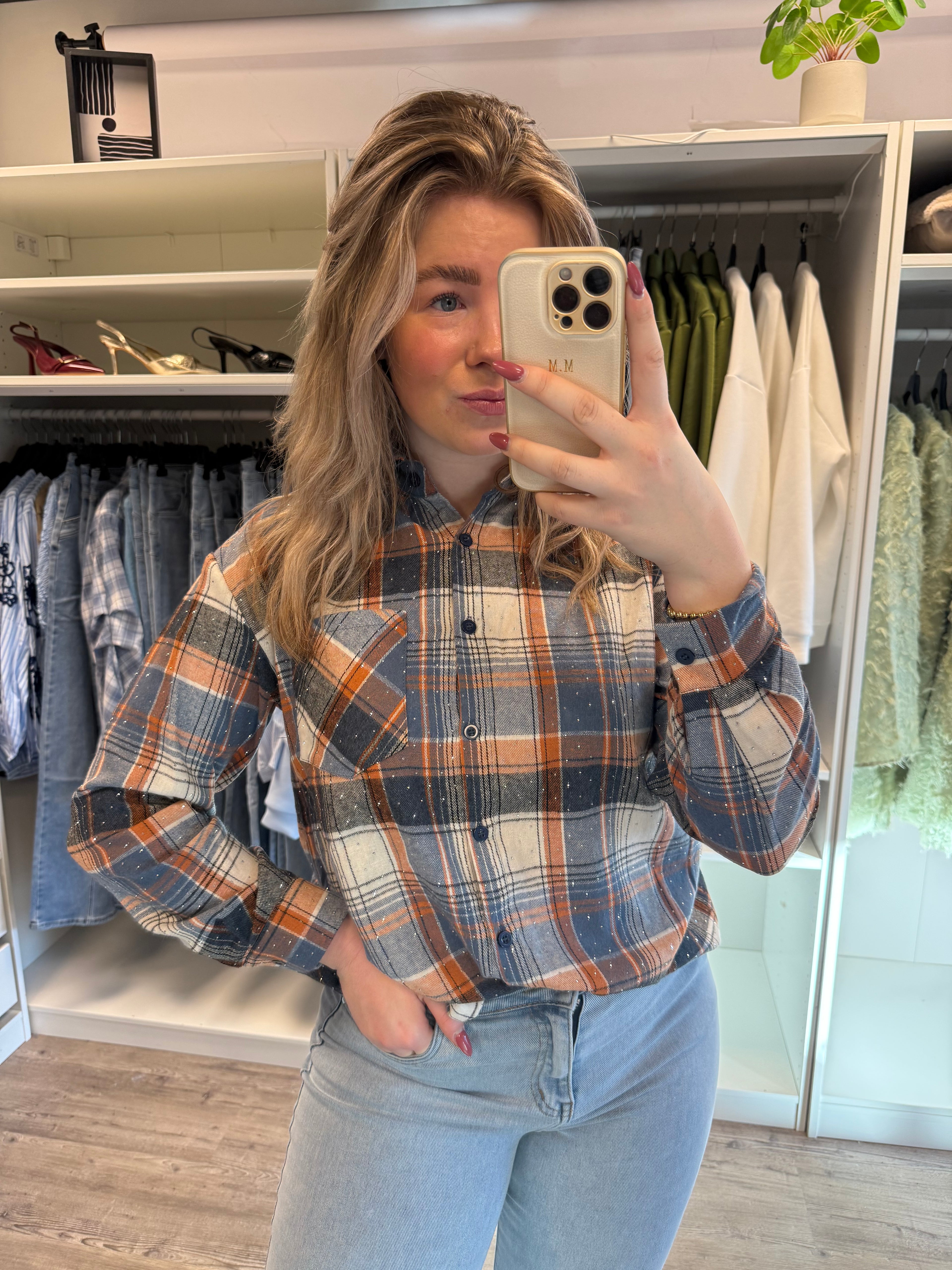 Glitter blouse - Blauw/Oranje