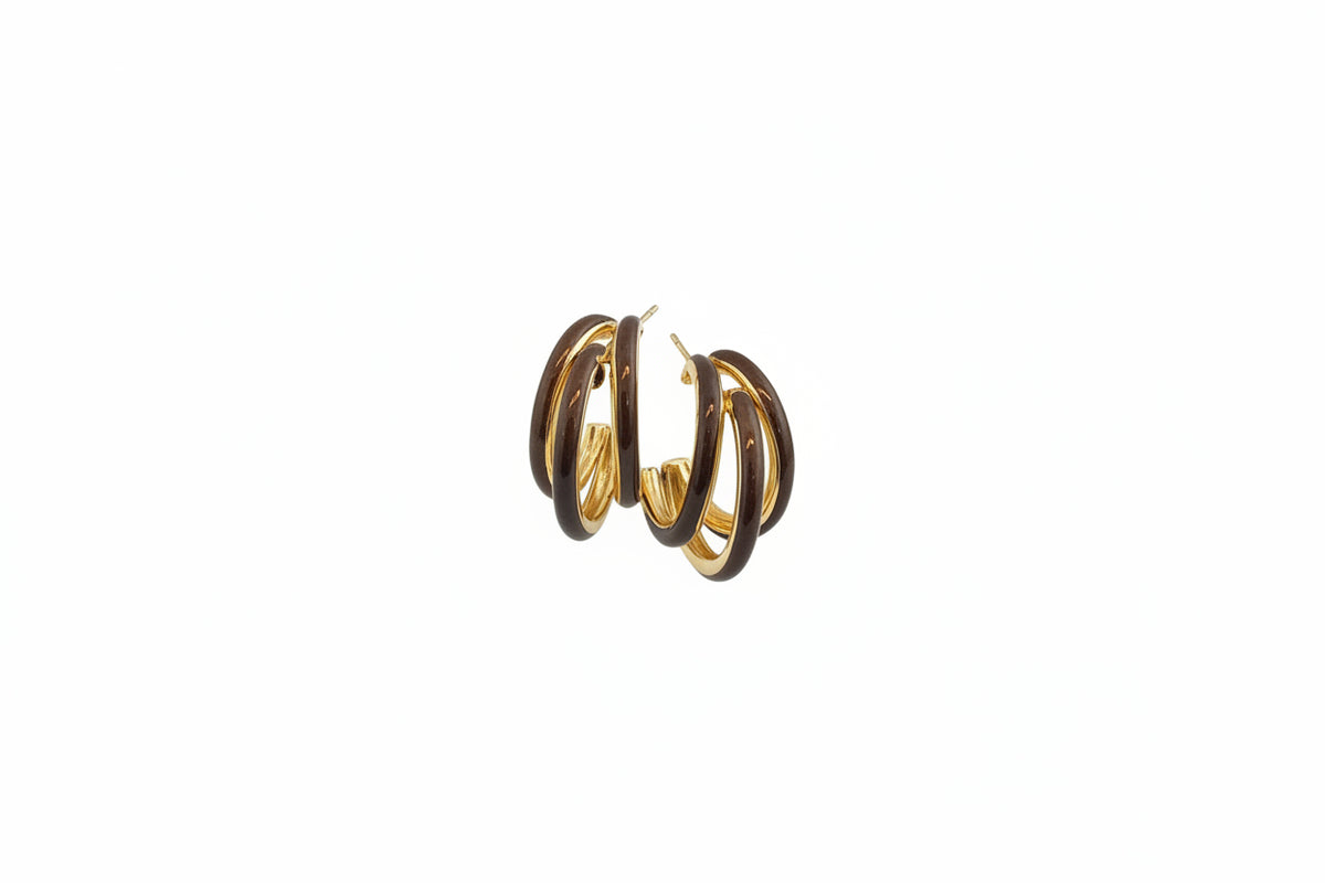 DAY & EVE - Oorbellen 3 hoops bruin