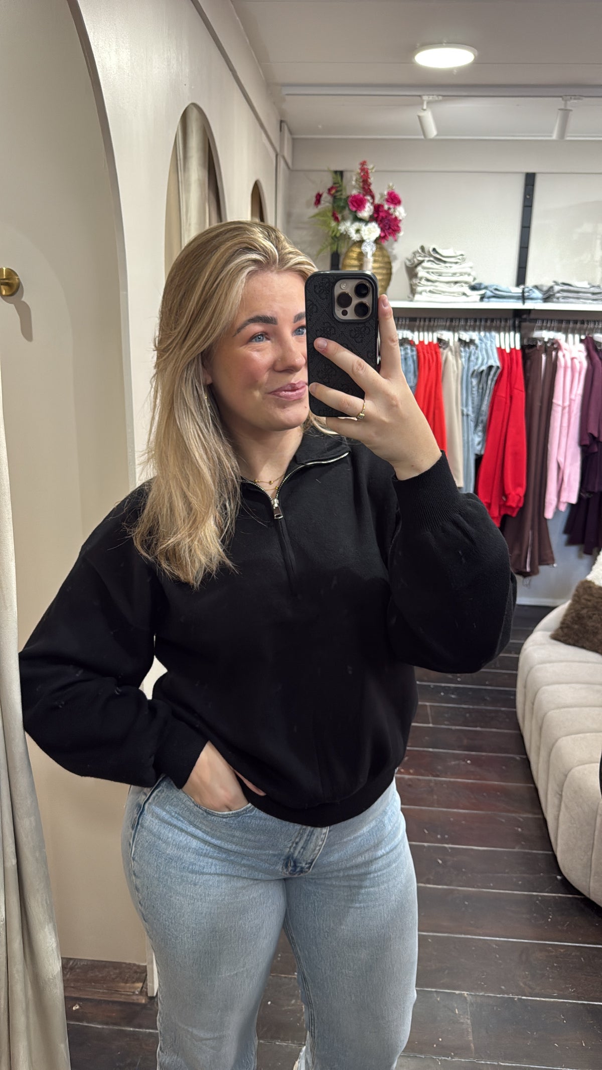 Zipper trui - Zwart