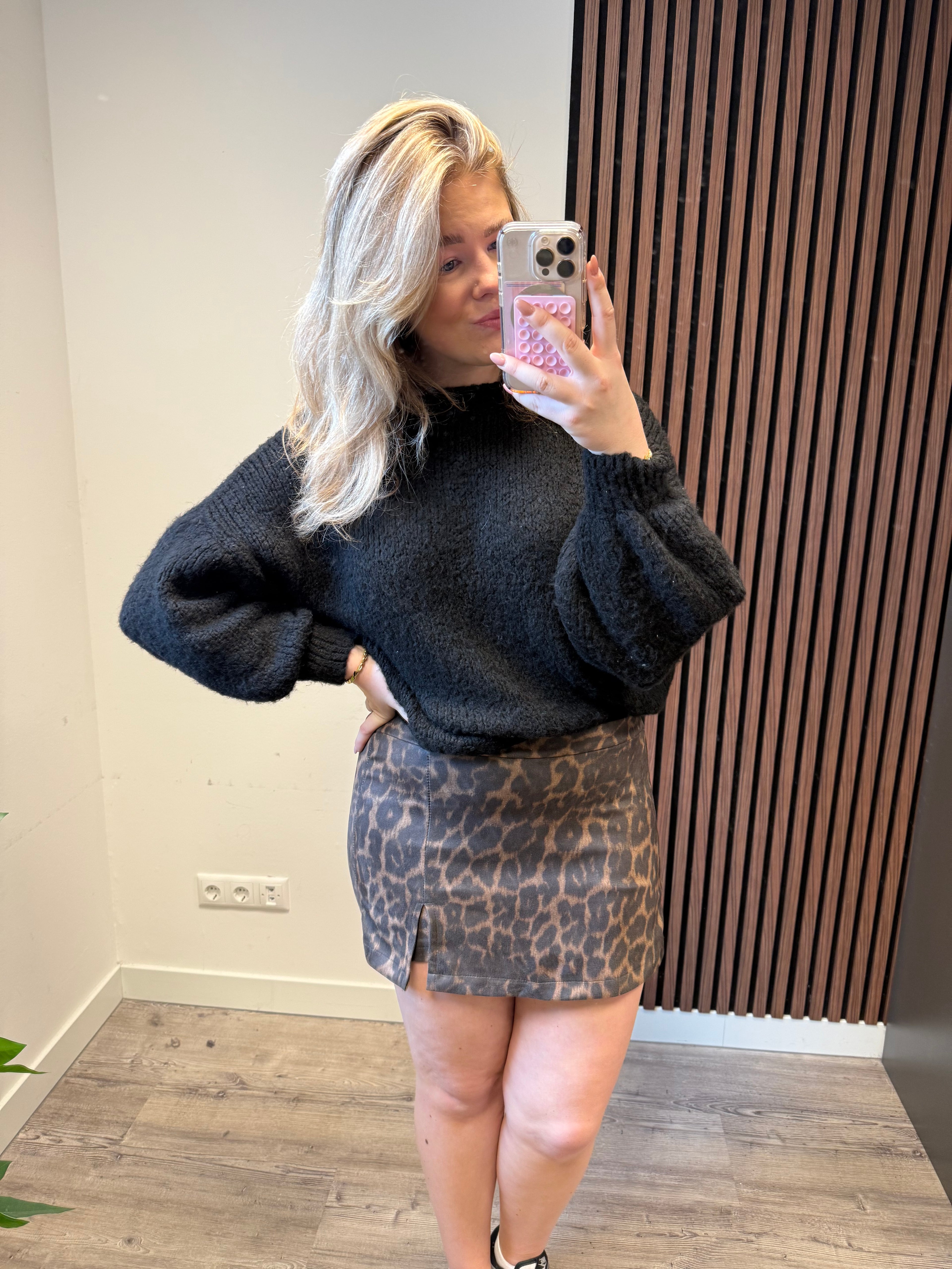 Suède Leopard Skort