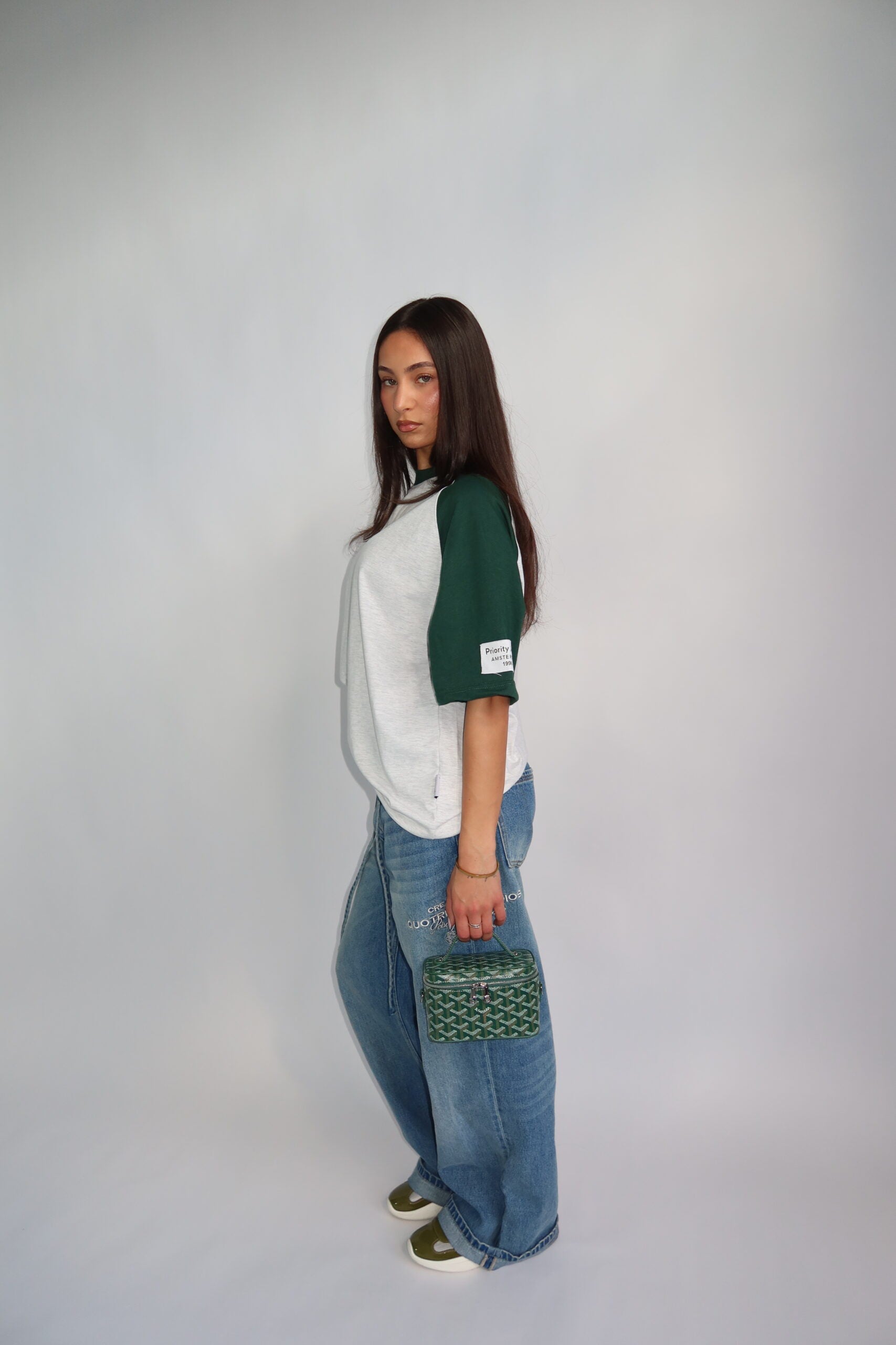 Priority Vintage trend tee- Groen