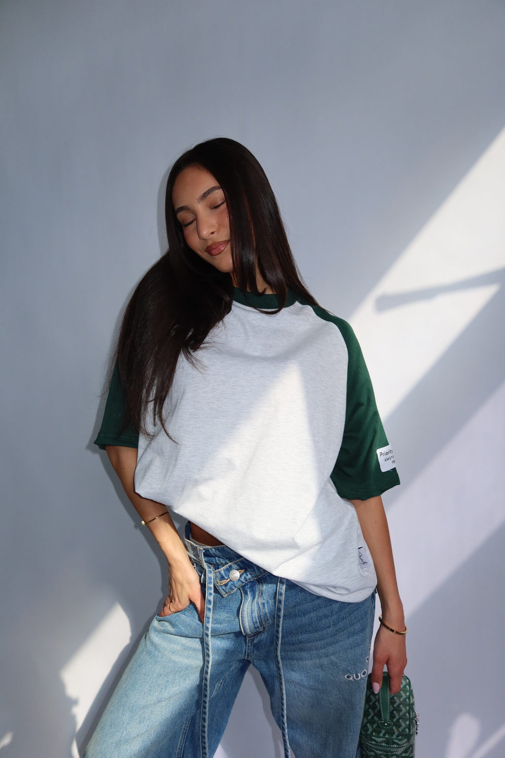 Priority Vintage trend tee- Groen