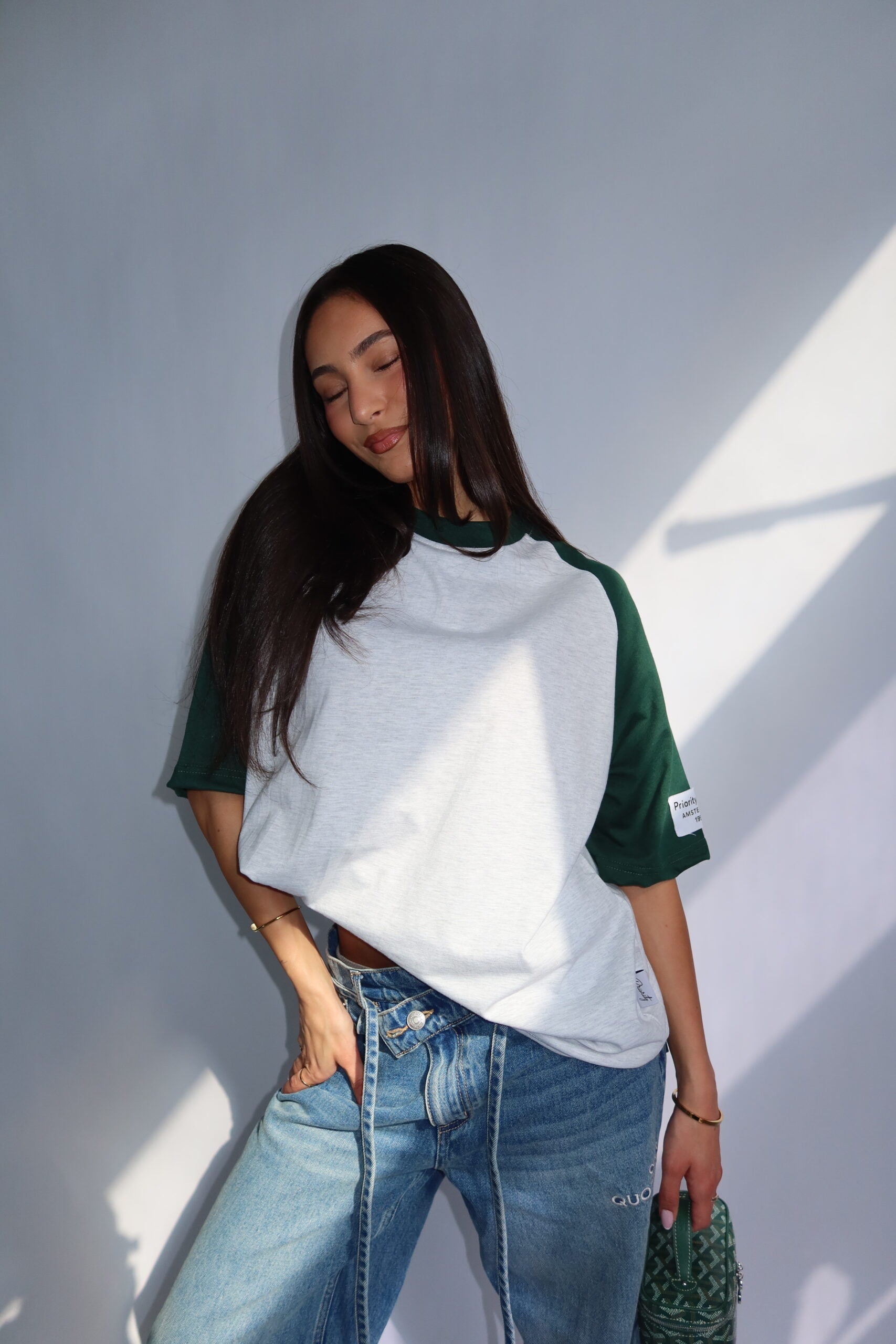 Priority Vintage trend tee- Groen
