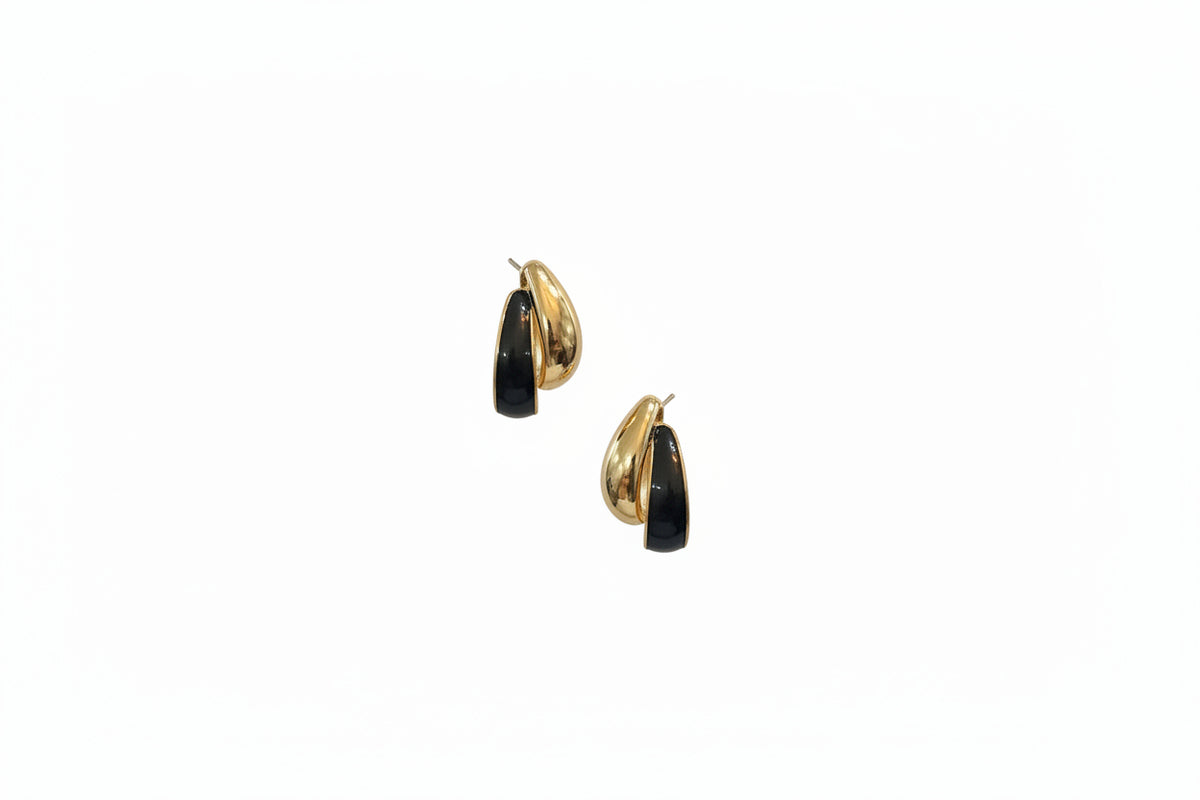 DAY & EVE - oorbellen goud/zwart