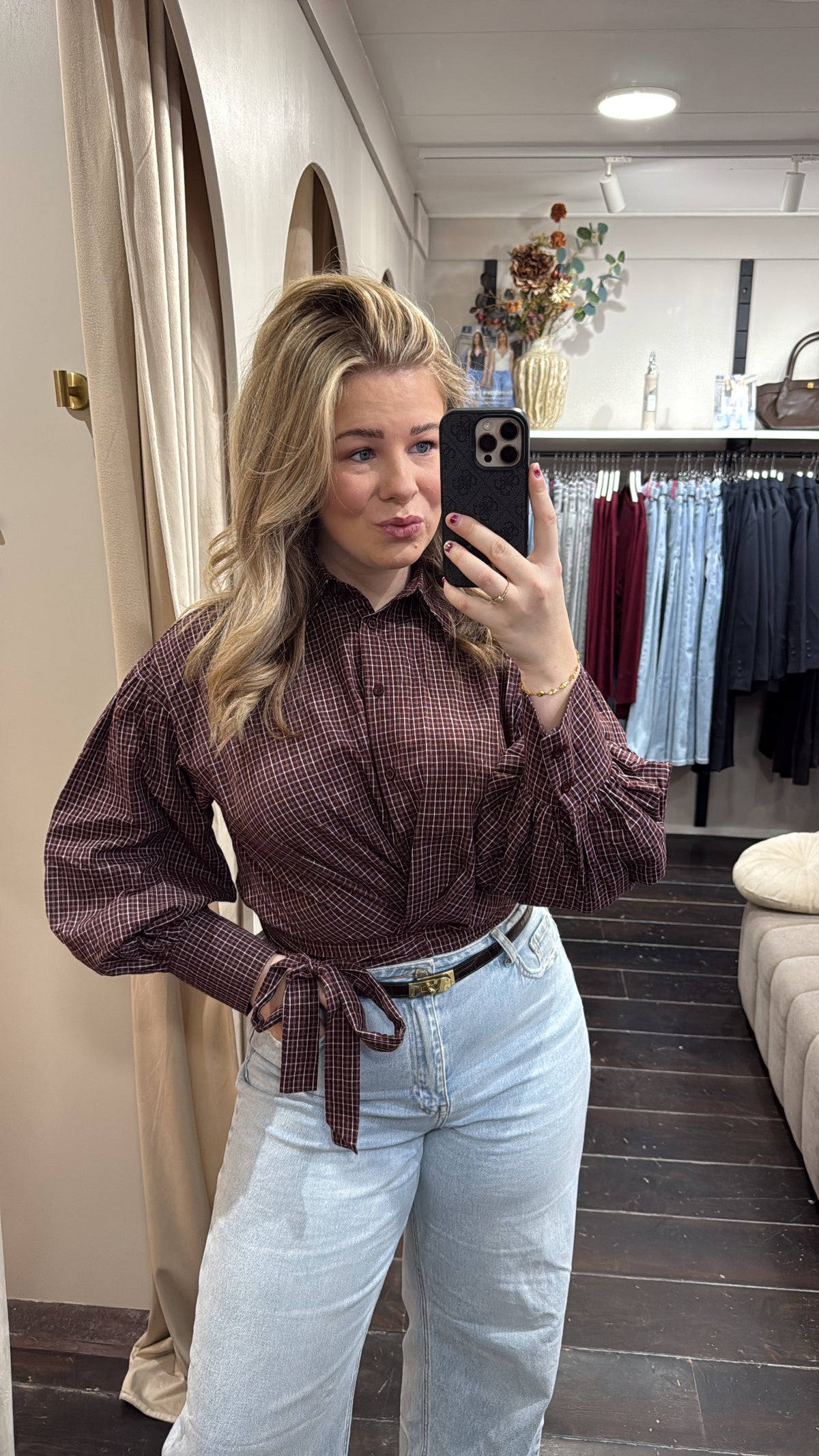 Blouse met strik - Bordeaux