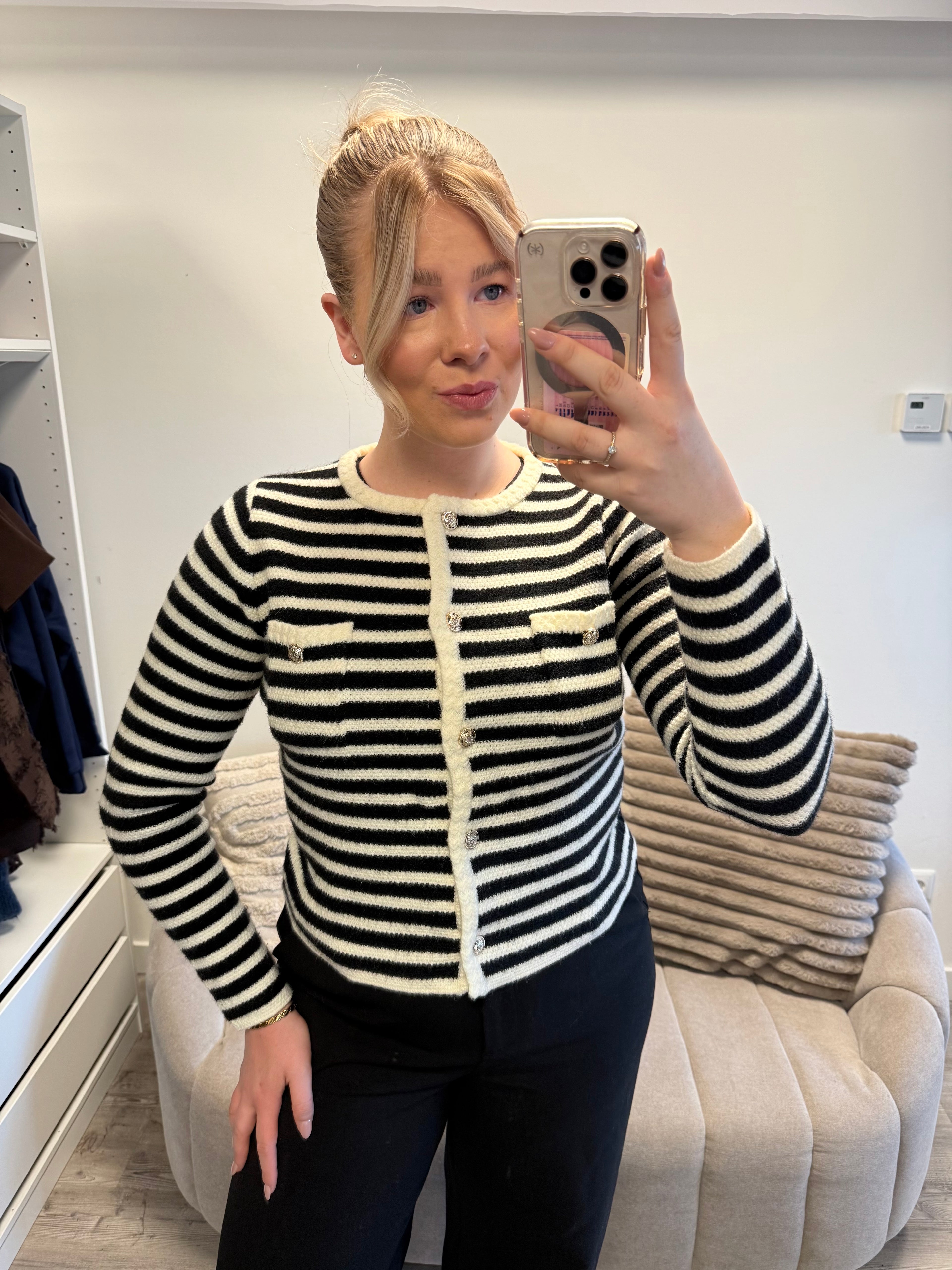 Gestreept vestje - Crème/Zwart