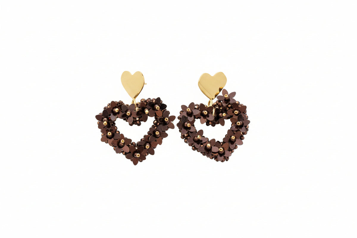 DAY & EVE - Hartjes oorbellen bruin
