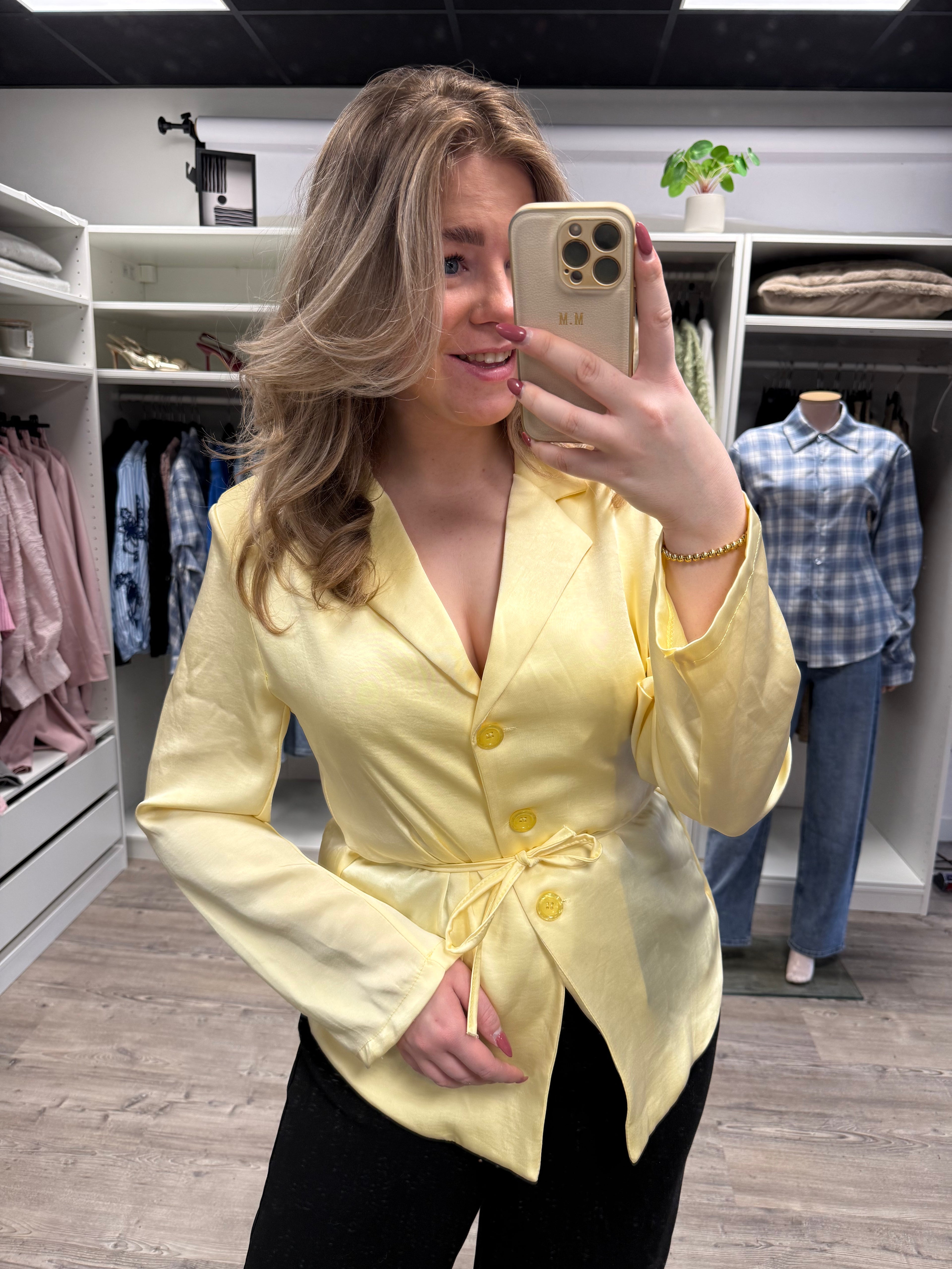 Satijnen Blouse - Geel