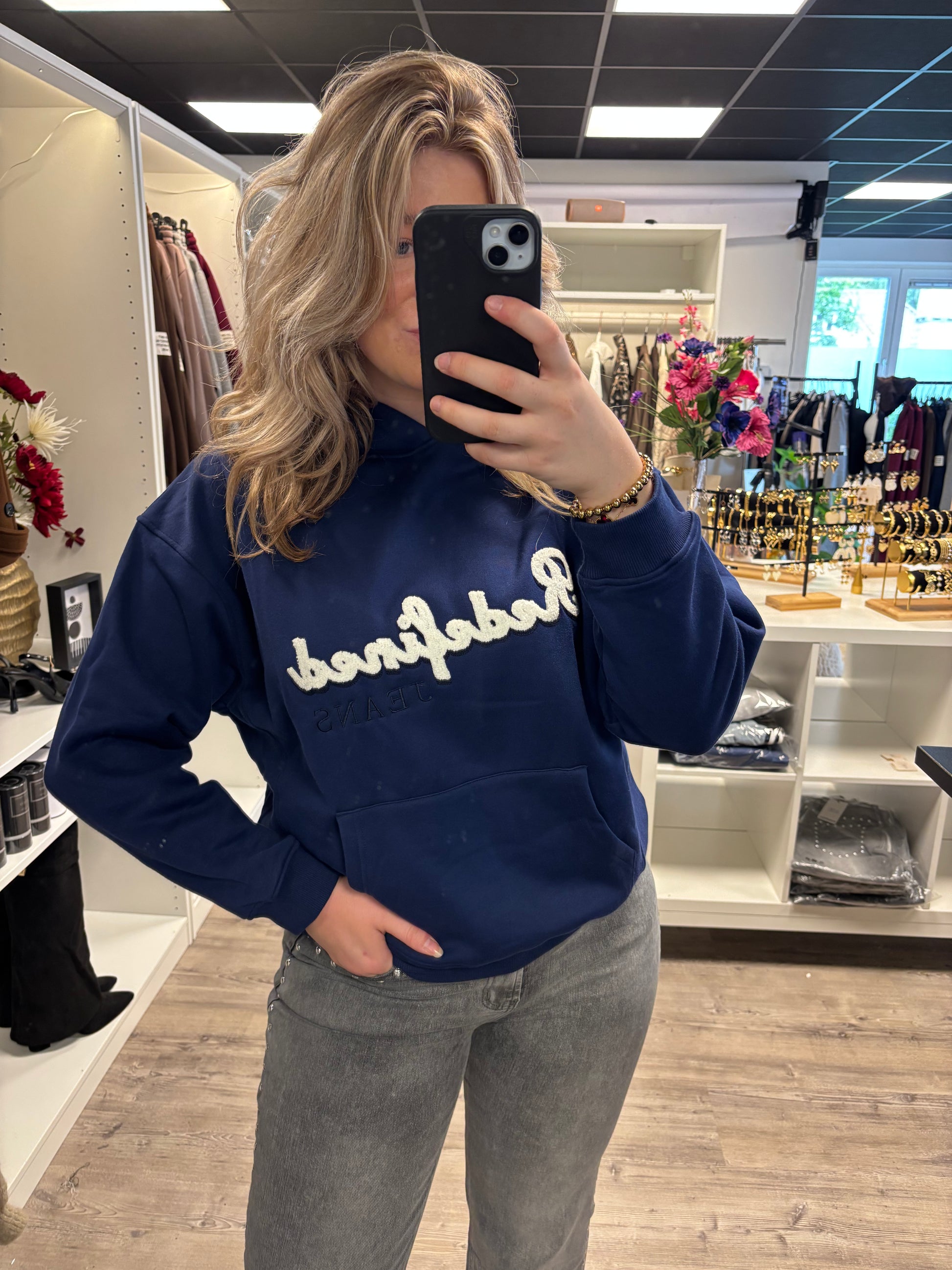 Refined hoodie - Blauw