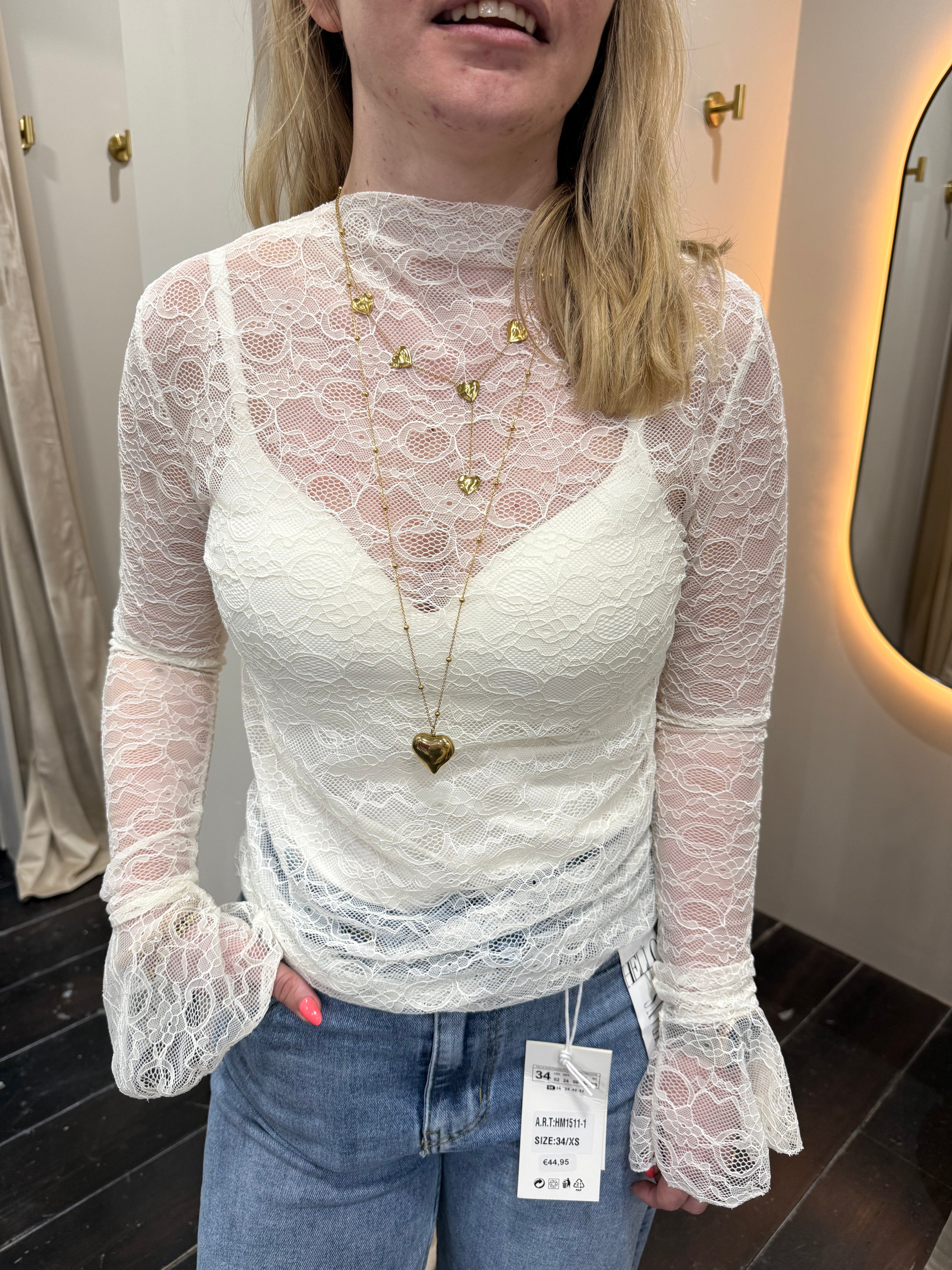 Kanten Top Flared - Wit