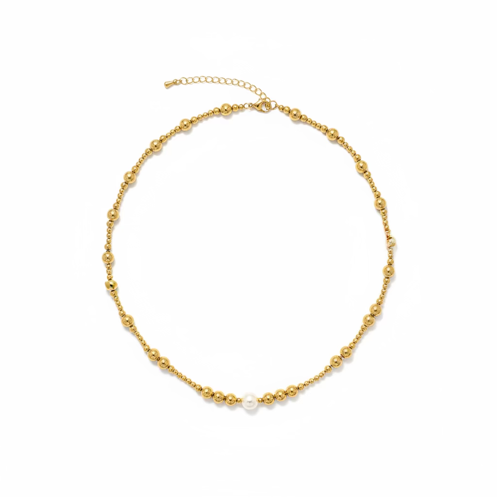 DAY & EVE - Kralen ketting goud/parel
