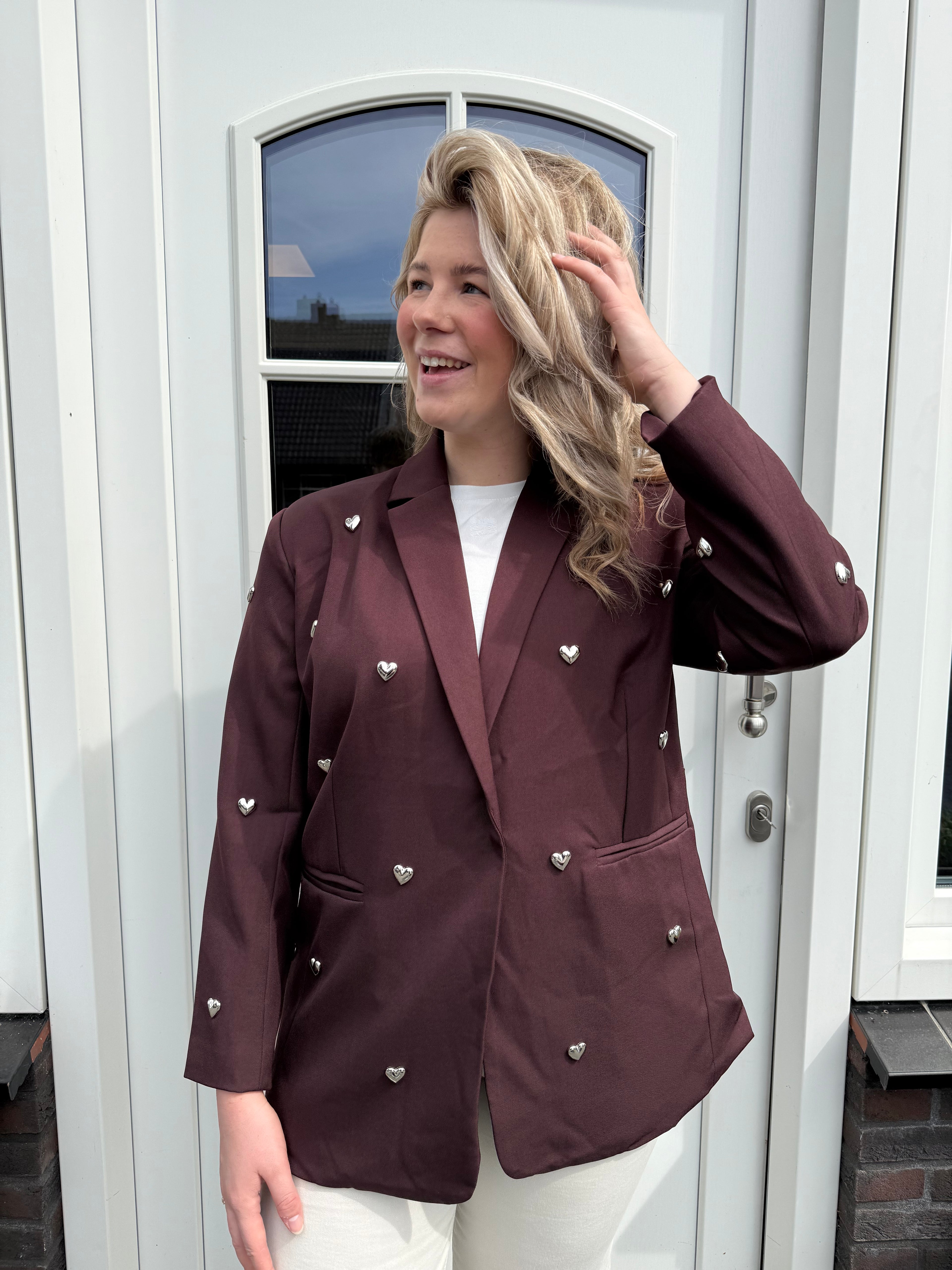 Heart Detail Blazer - Bordeaux