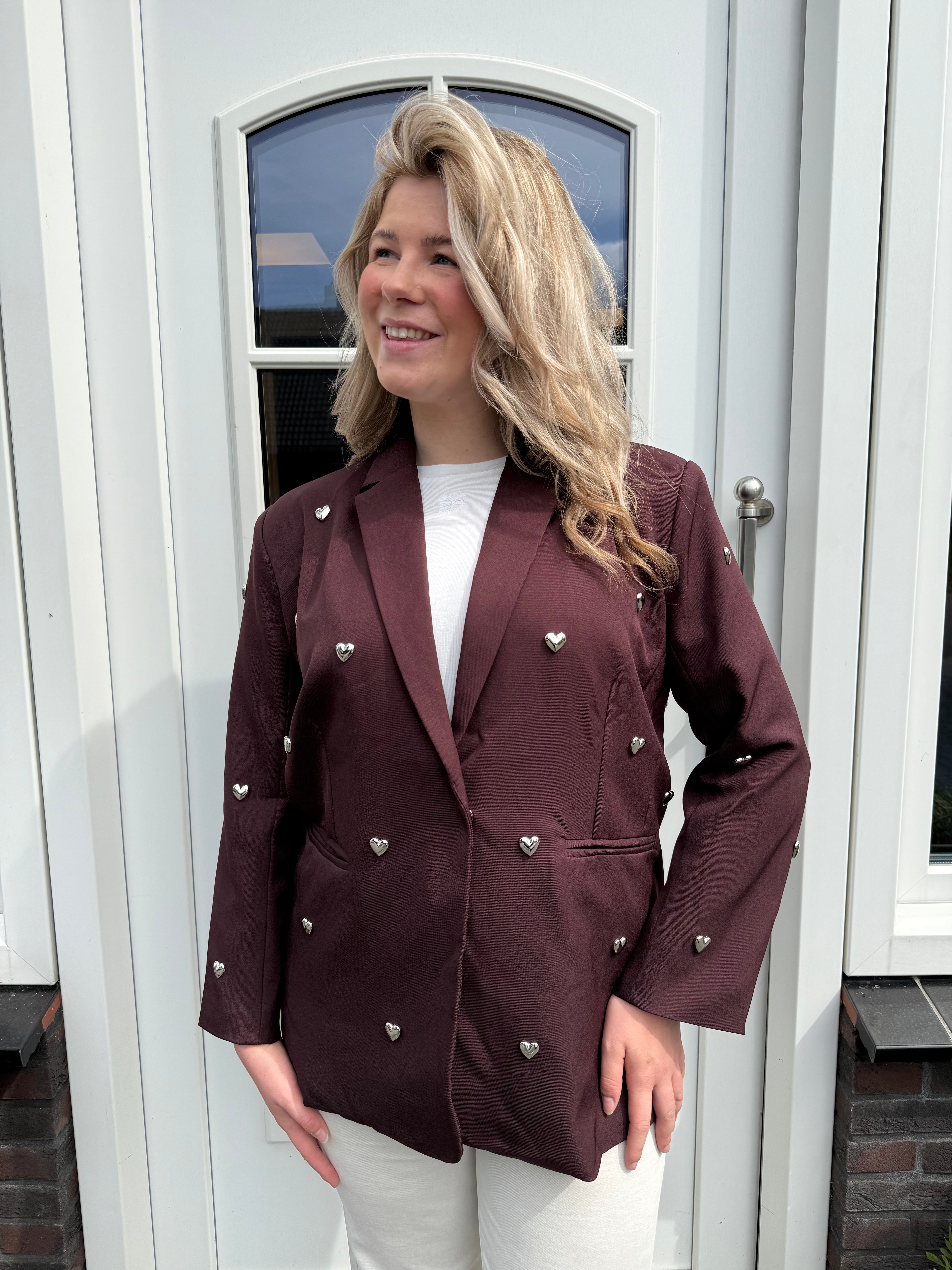 Heart Detail Blazer - Bordeaux