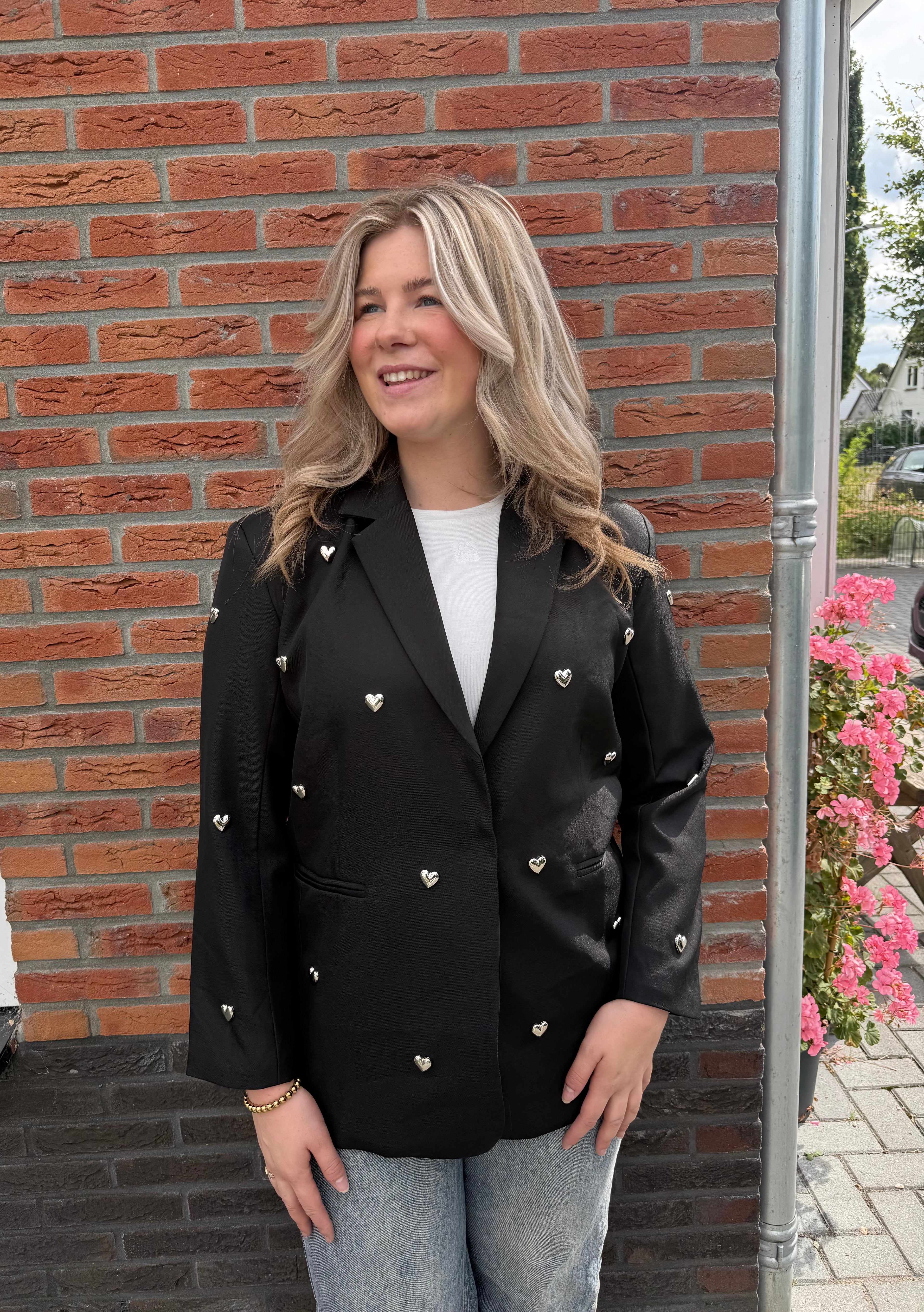 Heart Detail Blazer - Zwart