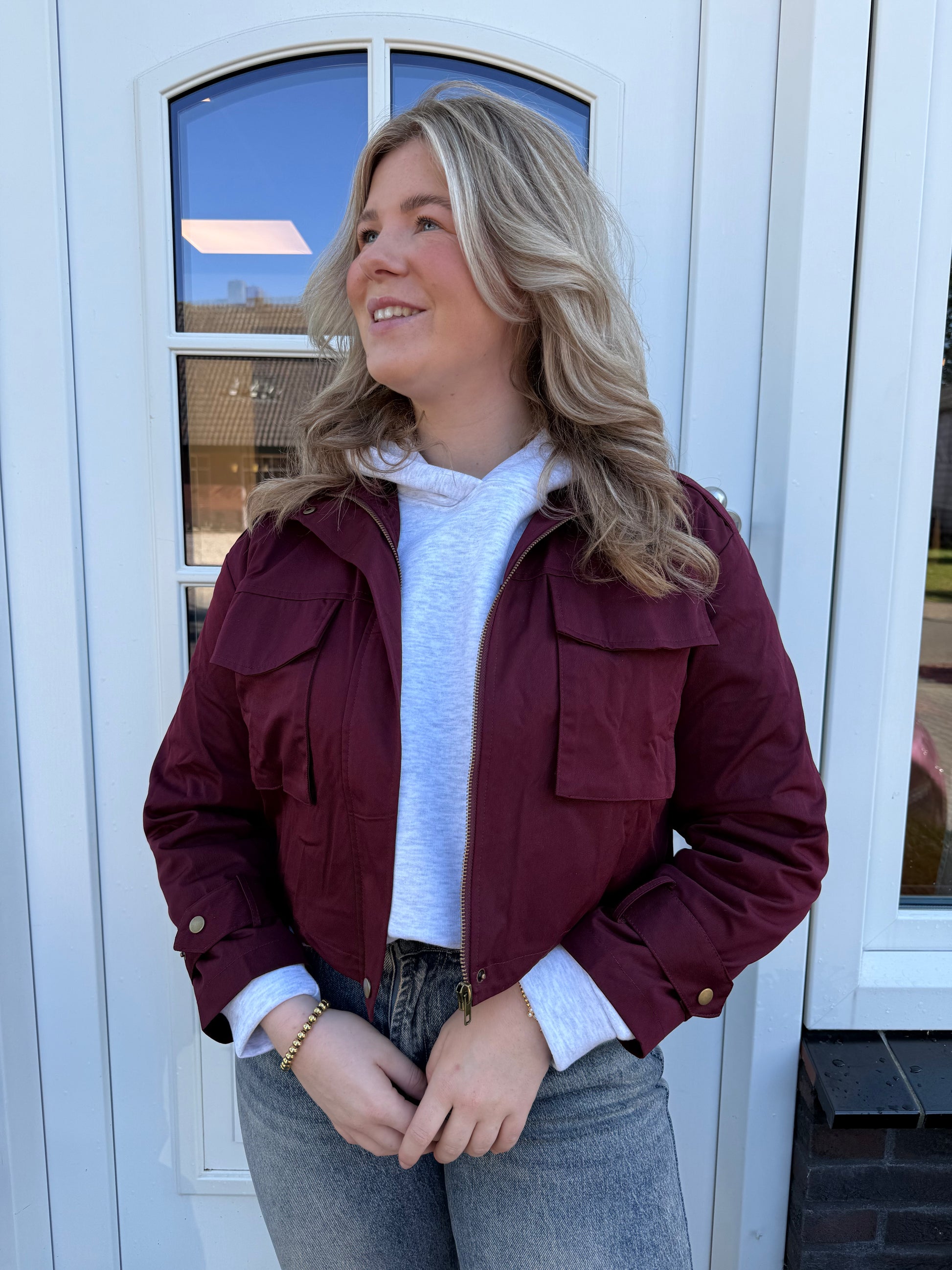 Jane Bomber Jacket - Bordeaux Red