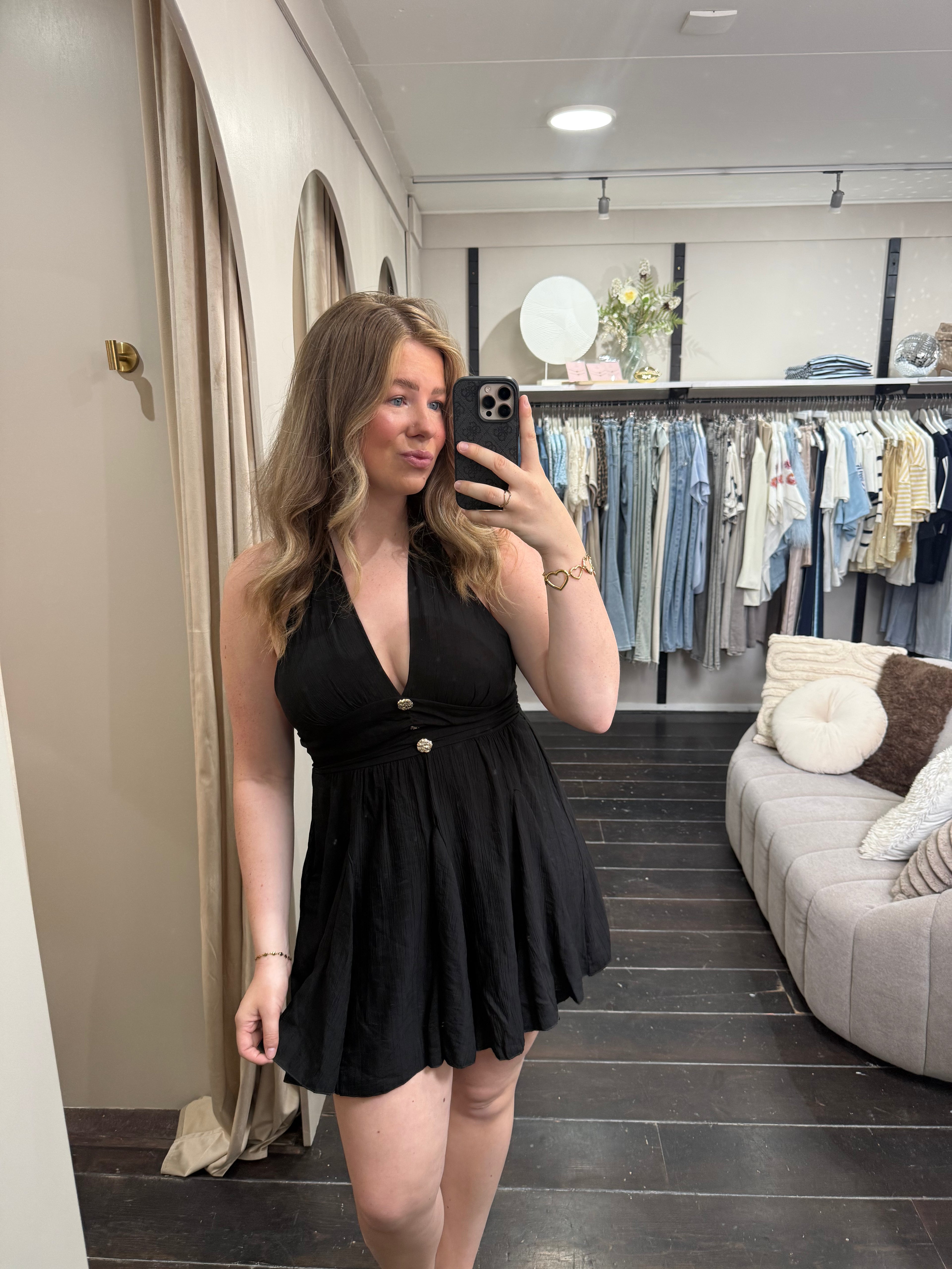 Halter jurk met vulling - Zwart